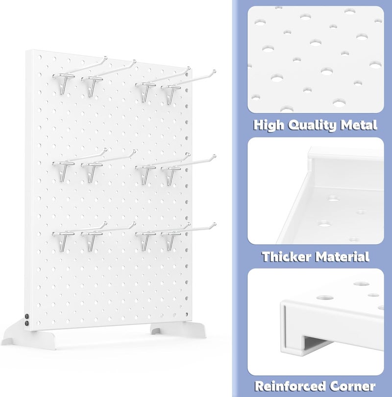 WALMANN Metal Tabletop Pegboard Display Standing Pegboards for Craft Shows, 12" x 16" Countertop Peg Board with Hooks for Jewelry & Accessories (Cream-White, 2-Pack) - Image 5